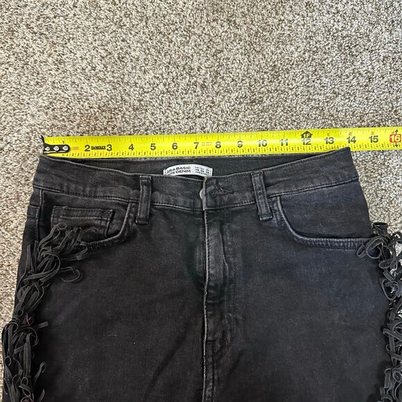 ZARA BASIC Z1975 DENIM Women's Fringe Denim Pants Size 6 - Picture 9 of 11